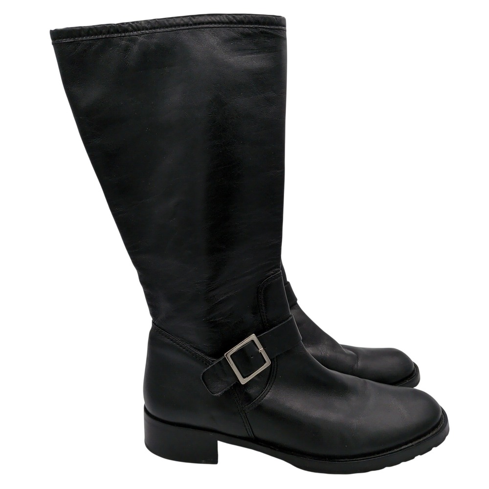 Banana Republic Riding Boots Womens Black Leather Tall Moto Size 10 Equestrian